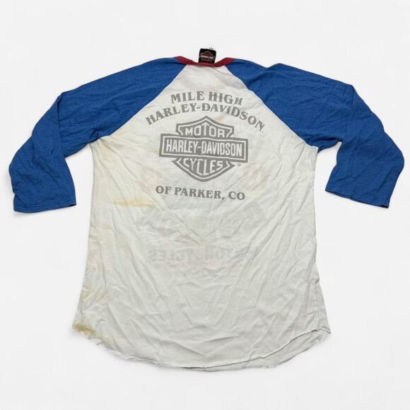 Harley-Davidson Raglan 3/4 Sleeve Graphic Tee Men’s Size L USA - Picture 2 of 6